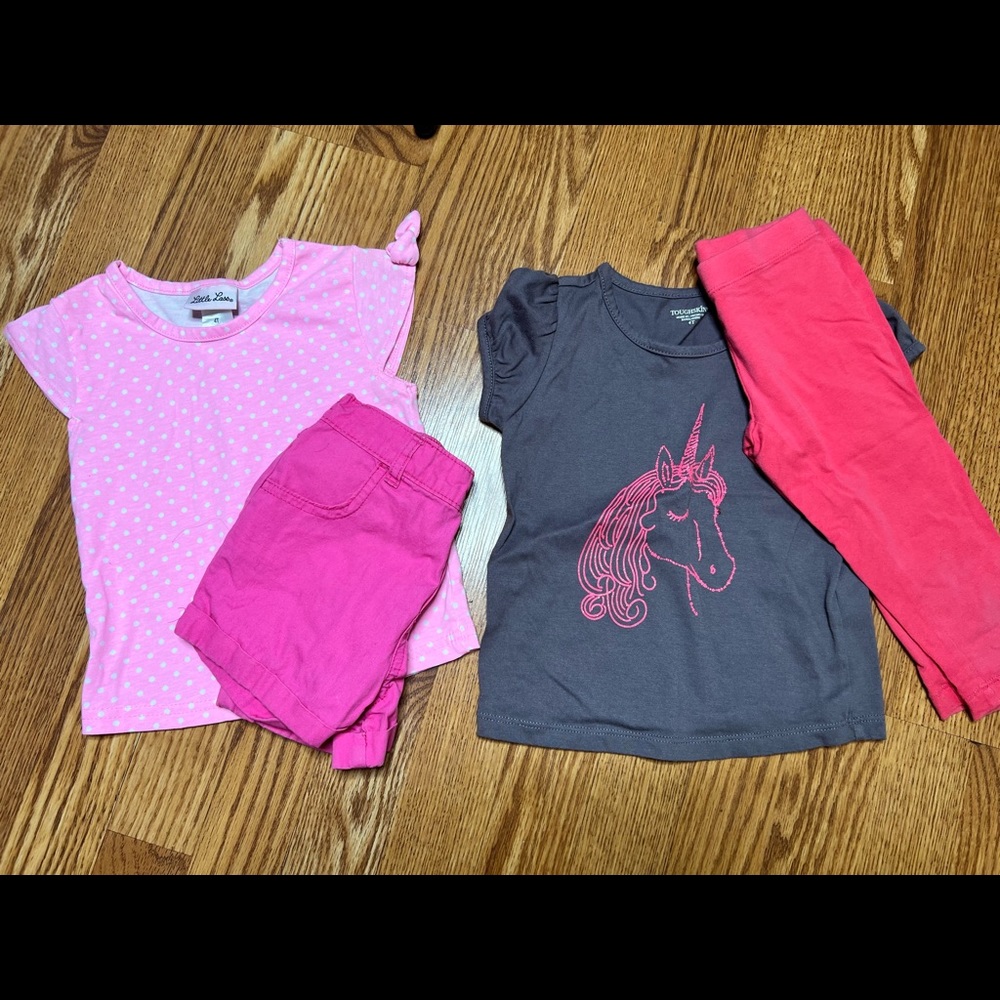 2 Little Girls 4T Pink Outfits